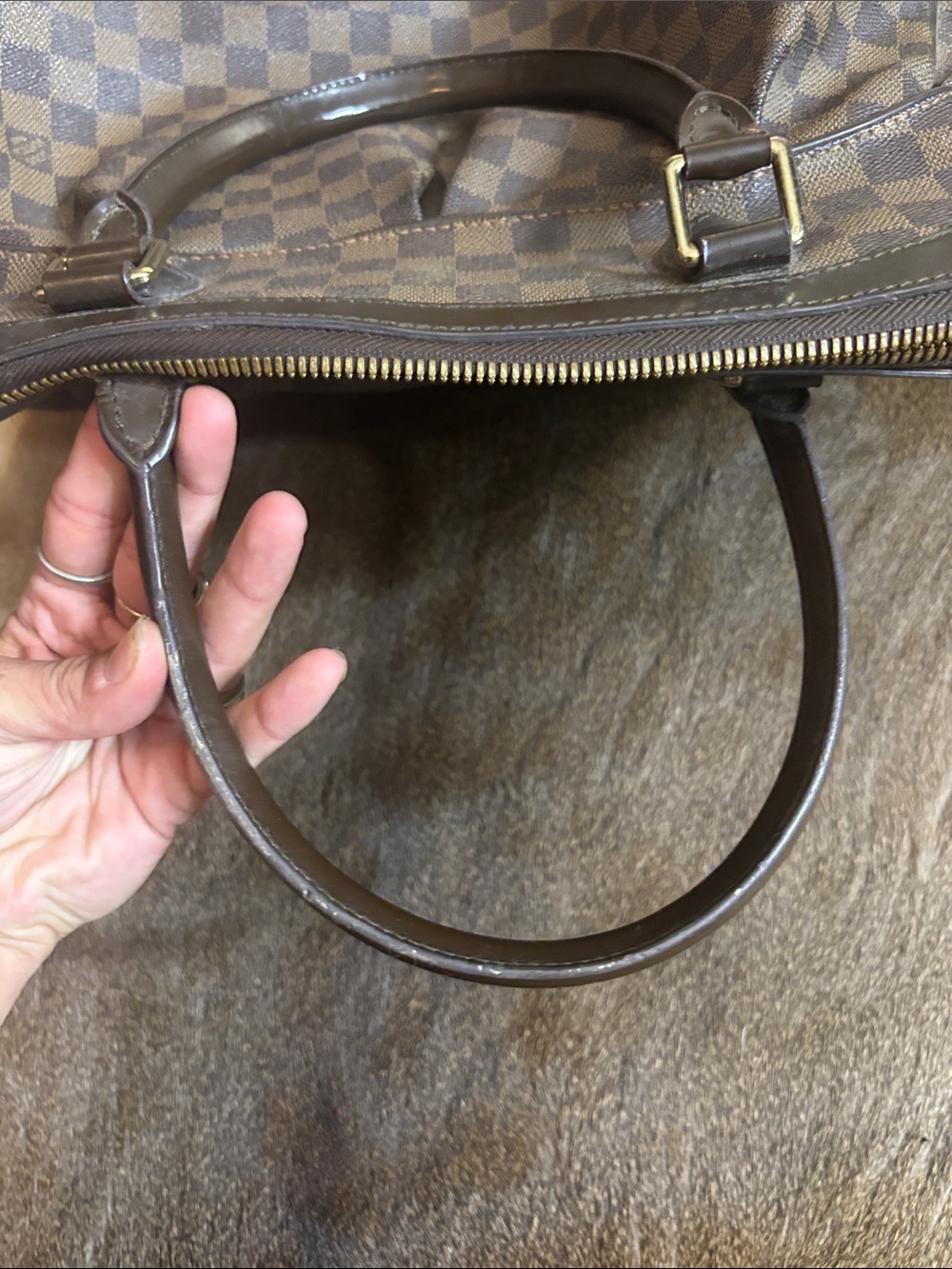 Large leather checkered gm sized bag - Picture 6 of 14